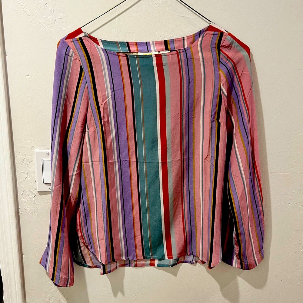 Anthropologie Maeve Striped silk blouse